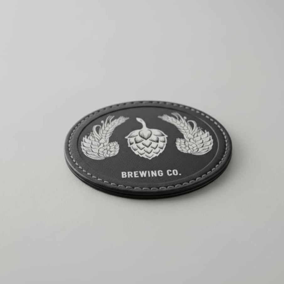 Personlige Coasters i Læder-look | Bordskånere med Eget Logo eller Navn